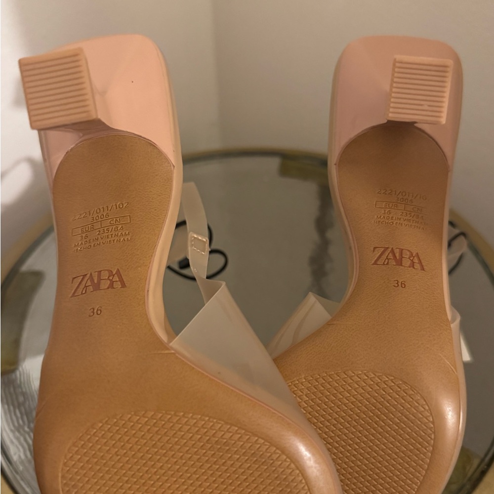 Zara Beige Heels with Crystal Embellishments - Picture 3 of 5